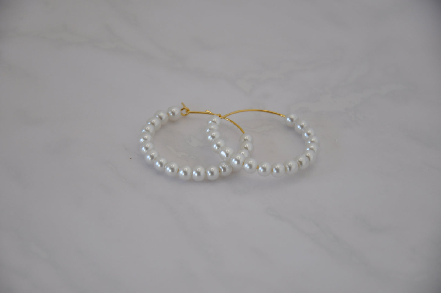 White and Gold Hoops