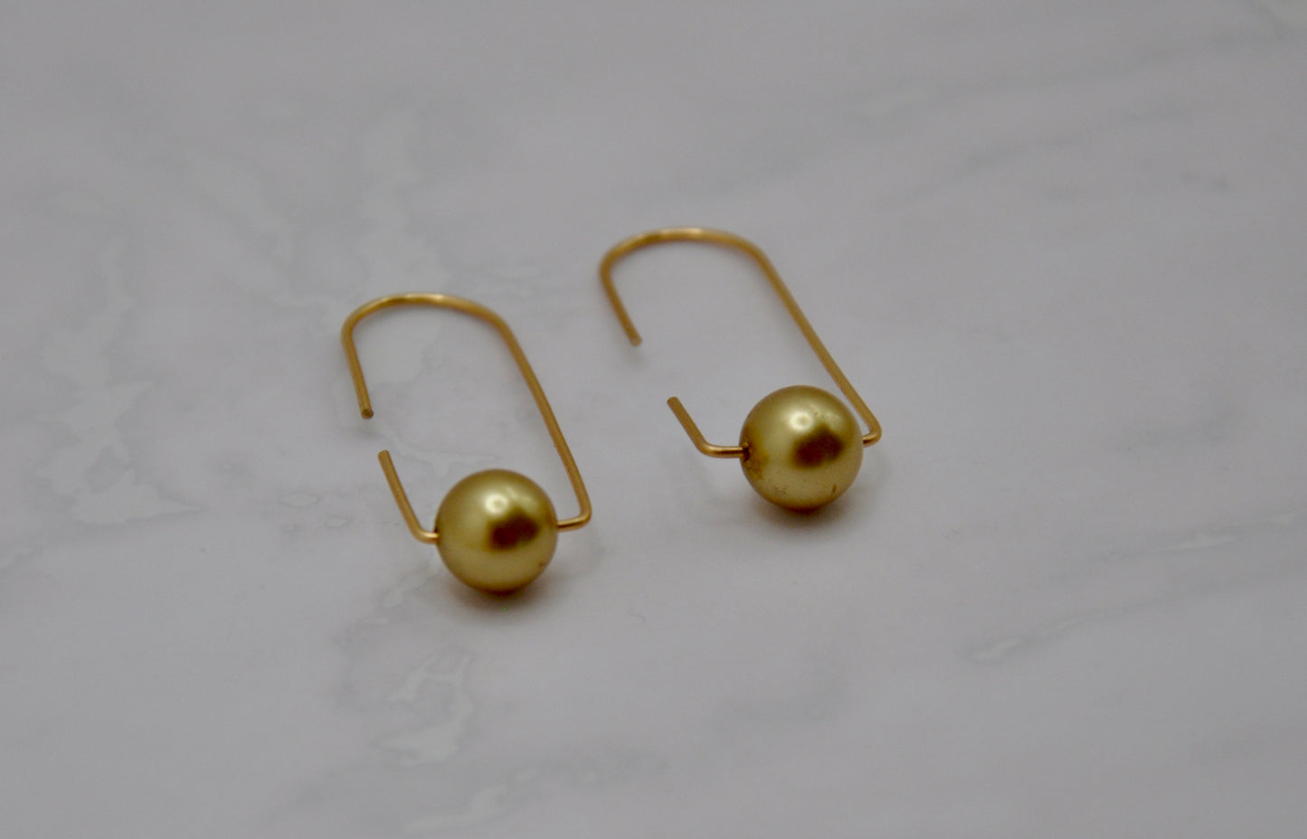 Wire and Gold Bead Earrings