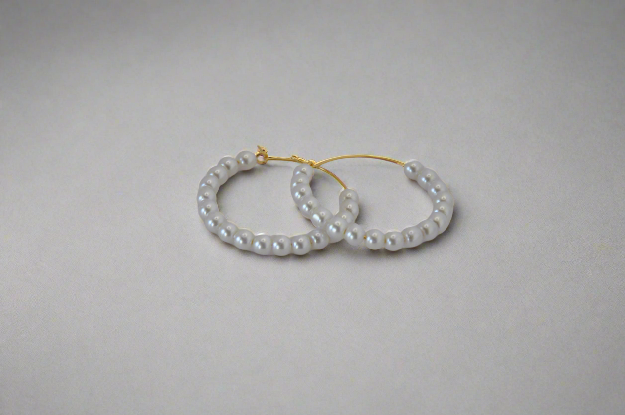 White and Gold Hoops