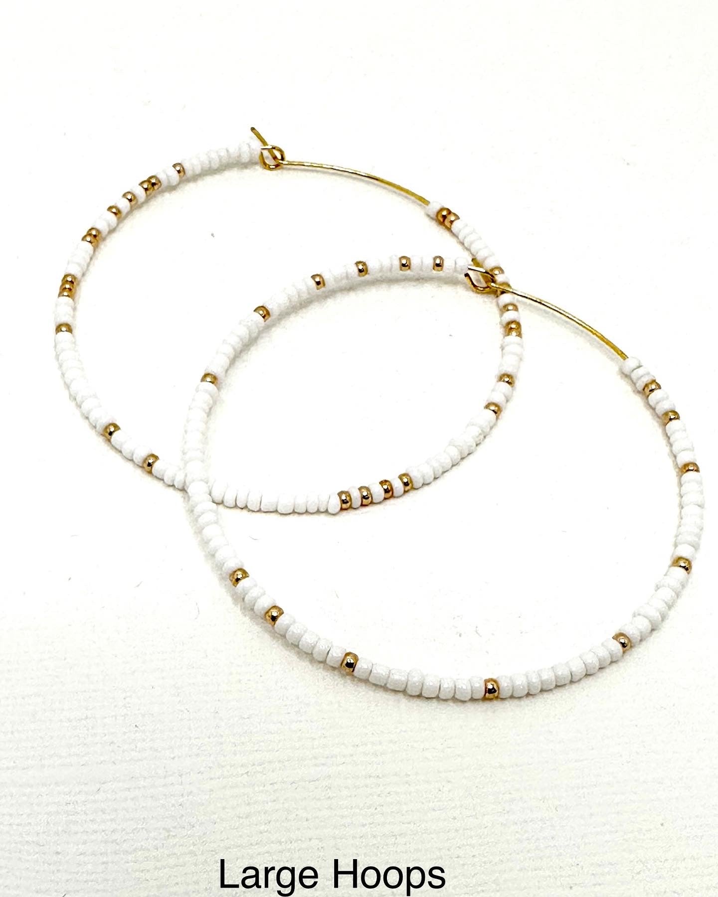 White and Gold Hoop Earrings