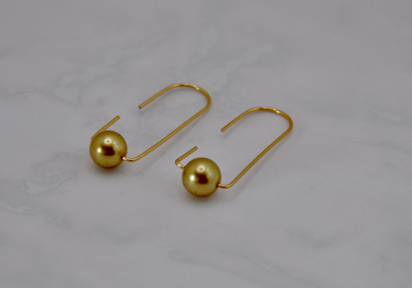 Wire and Gold Bead Earrings