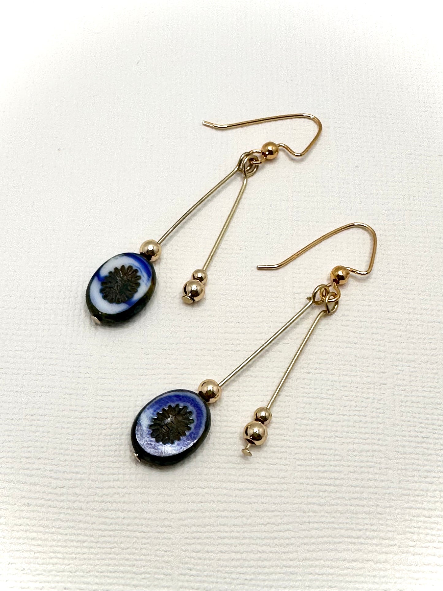 Blue and Gold Earrings