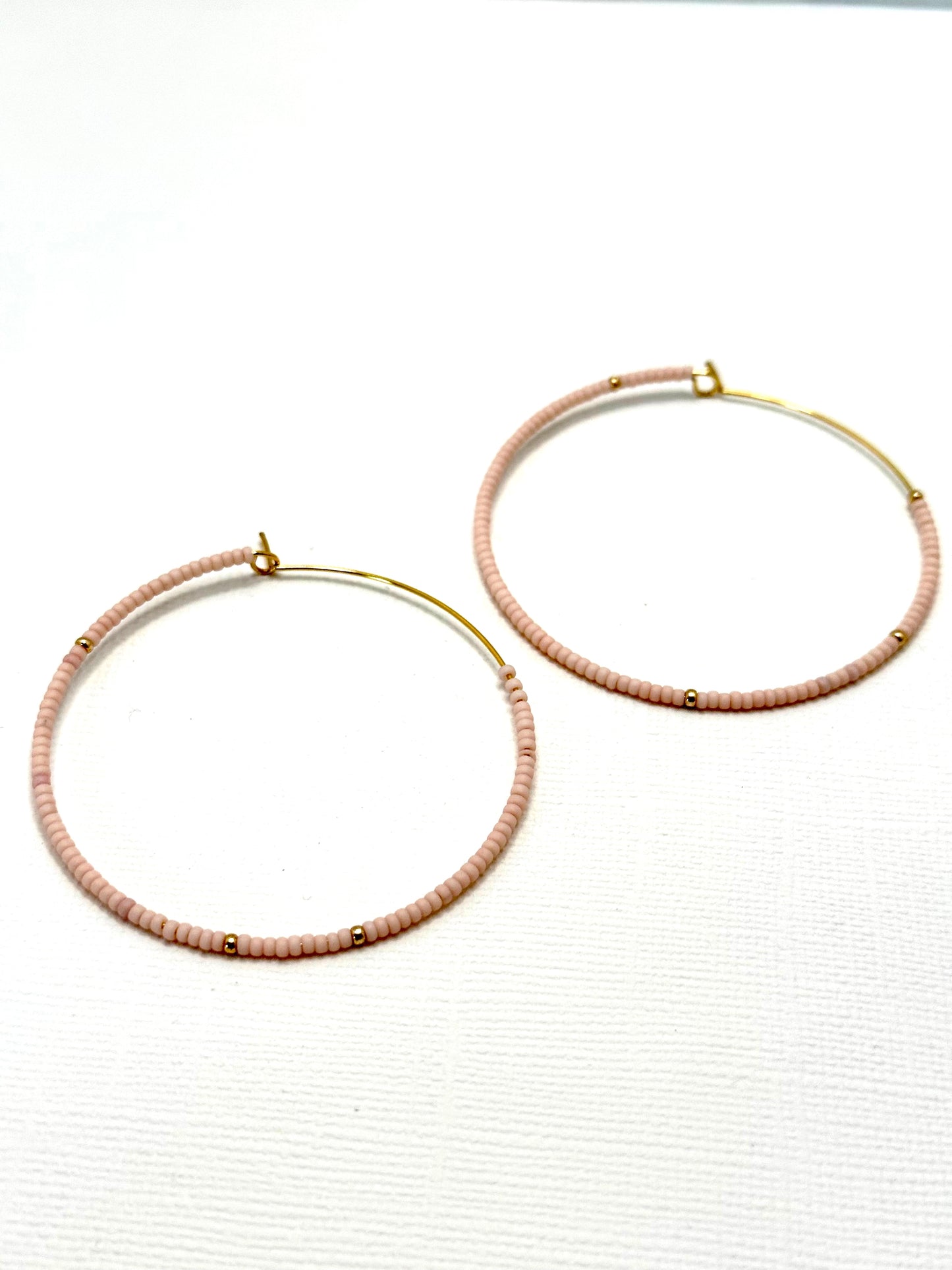 Pale Pink and Gold Hoop Earrings