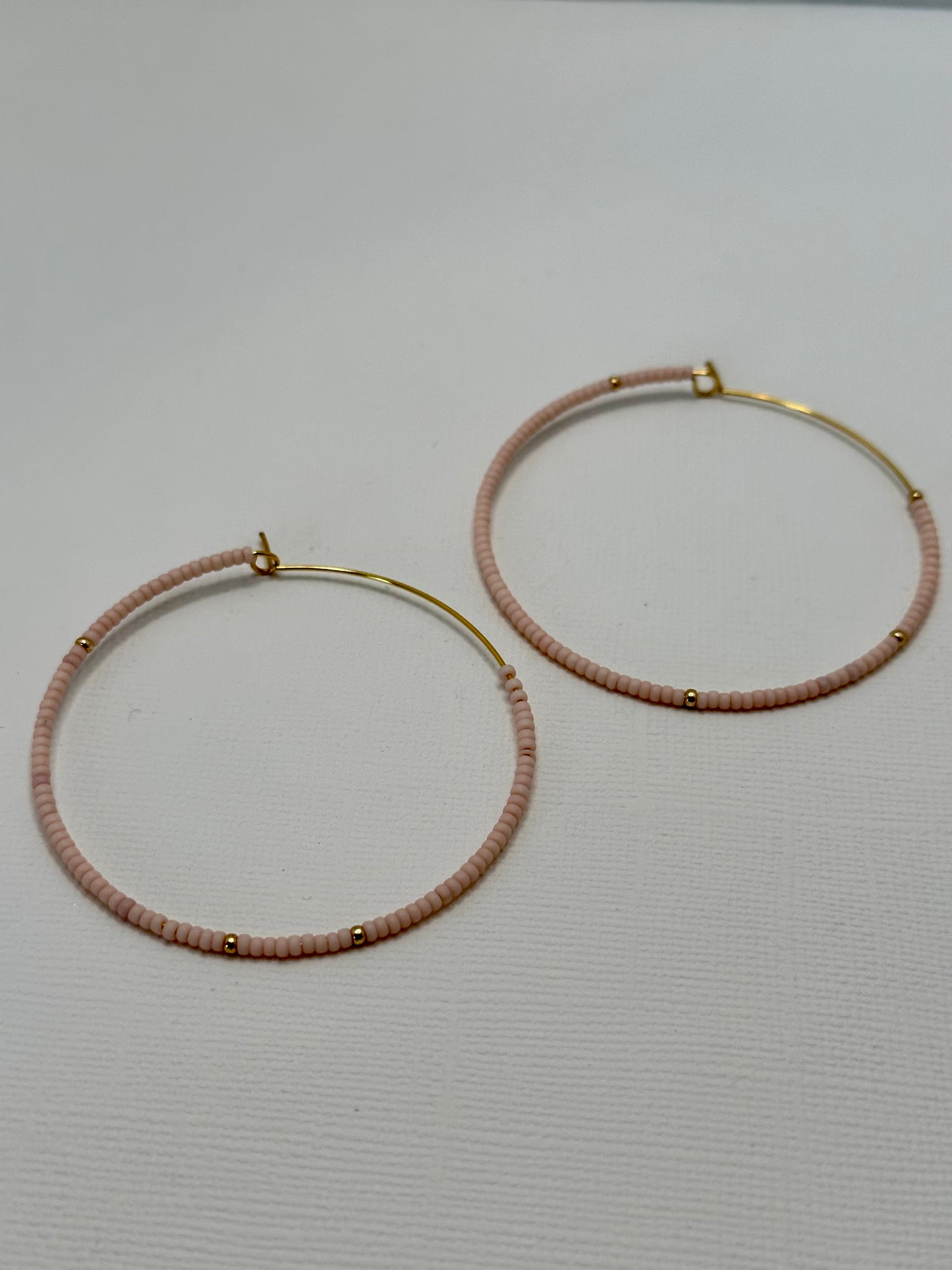Pale Pink and Gold Hoop Earrings