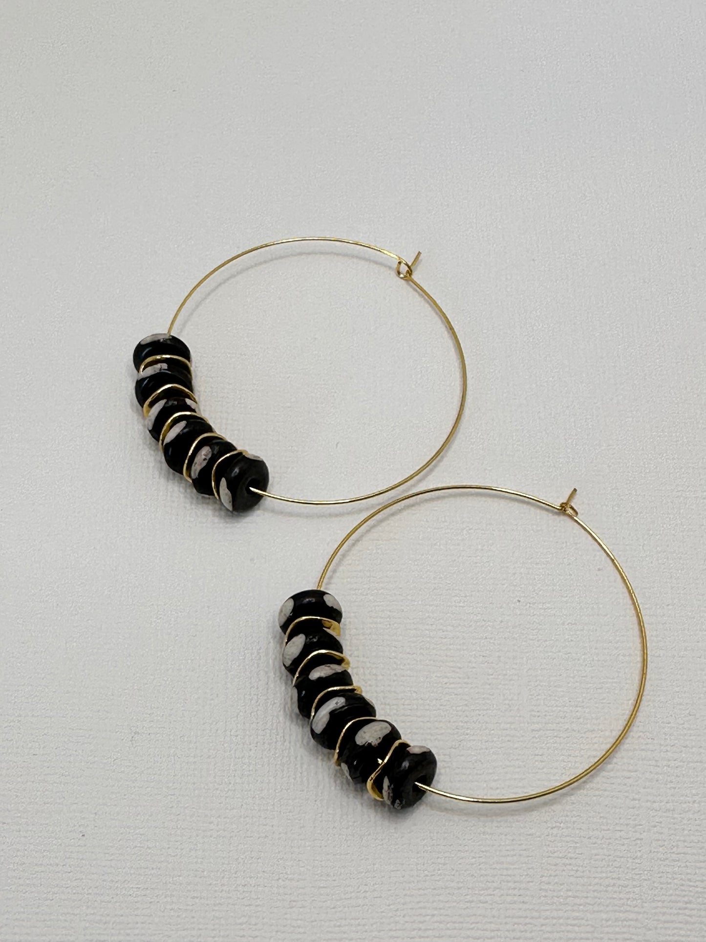Black and Gold Large Hoop Earrings