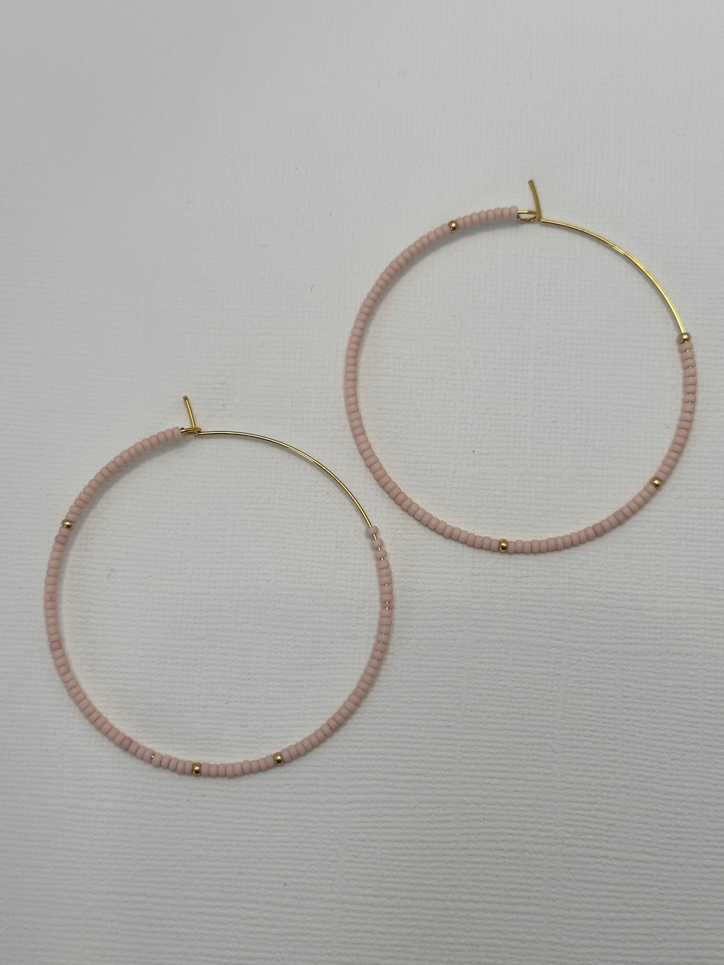 Pale Pink and Gold Hoop Earrings