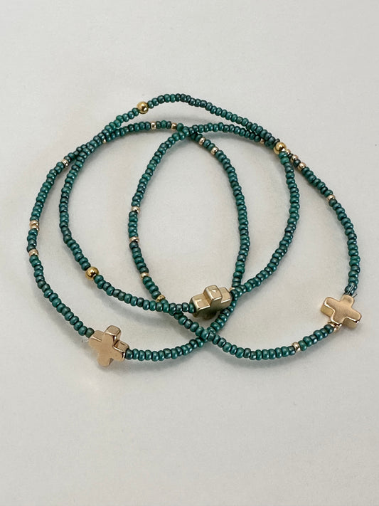 Cross bracelet with tiny beads