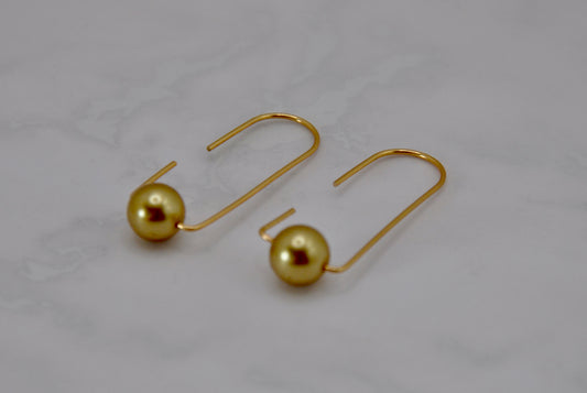 Wire and Gold Bead Earrings