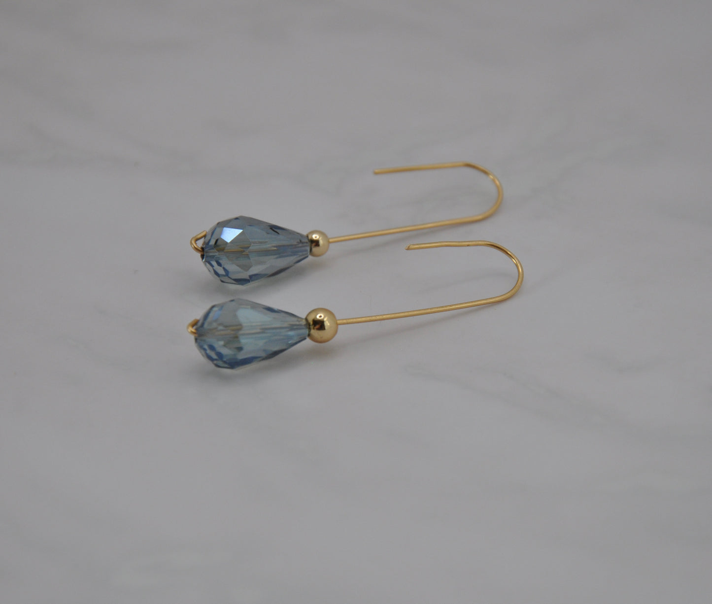 Wire and Blue Bead Earrings