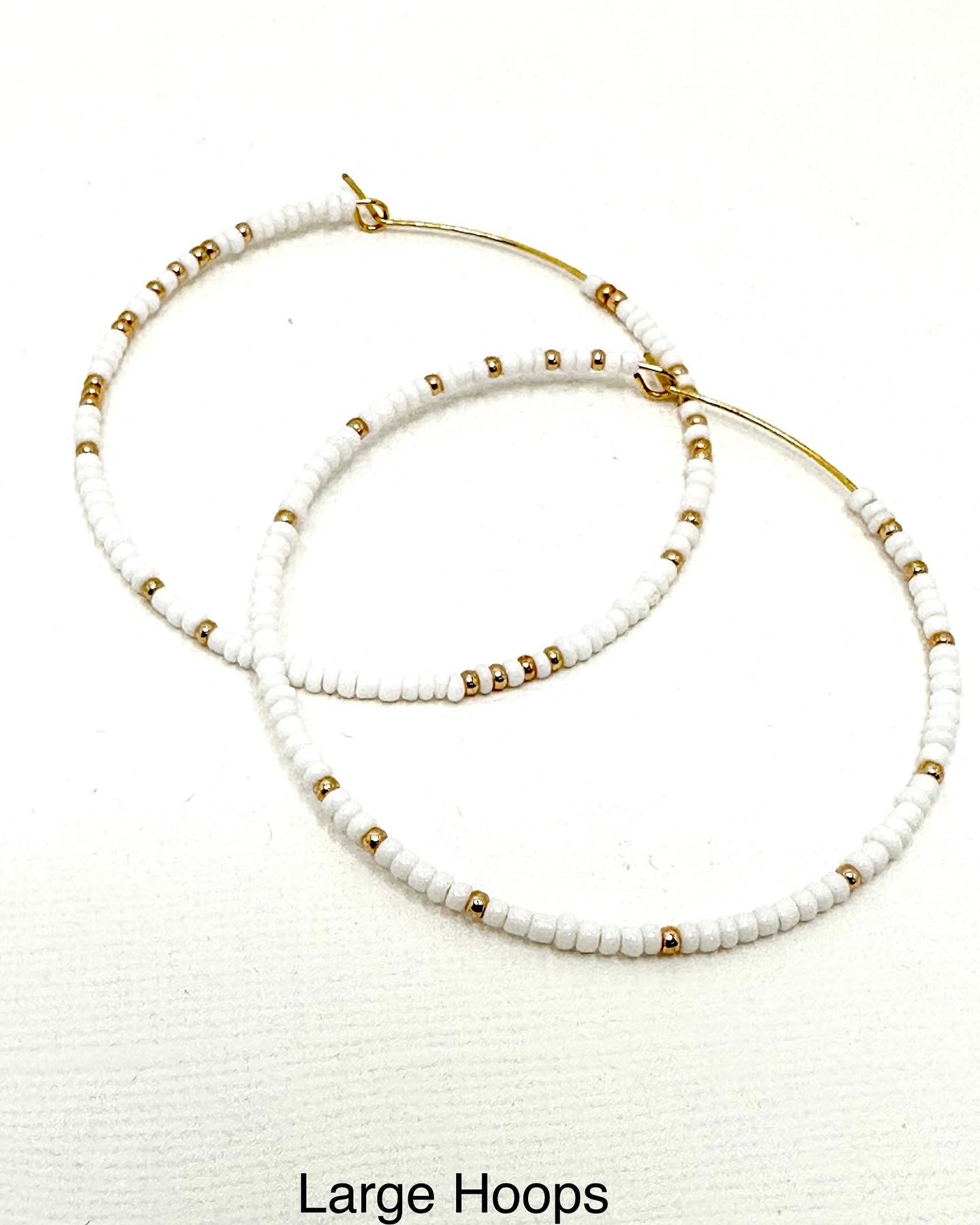 White and Gold  Hoop Earrings