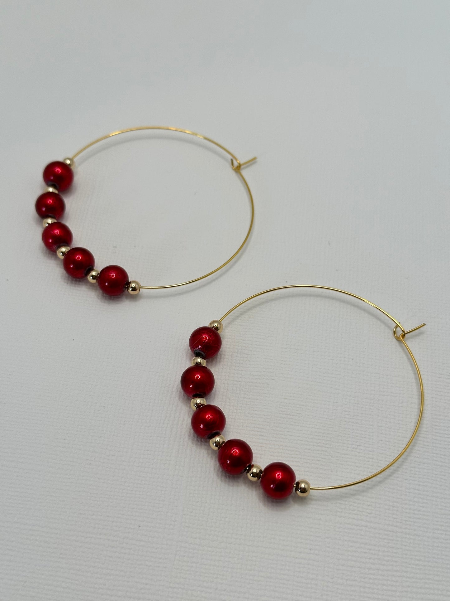 Red and Gold Large Hoop Earrings