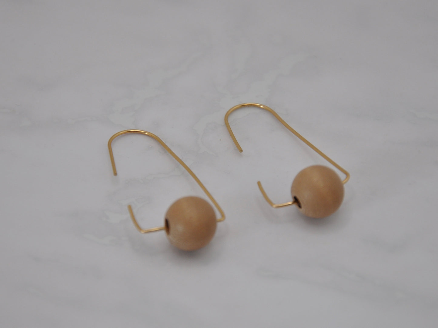 Wire and Wood Bead Earrings