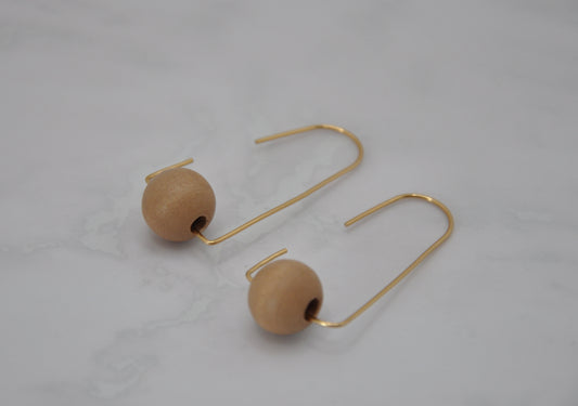 Wire and Wood Bead Earrings