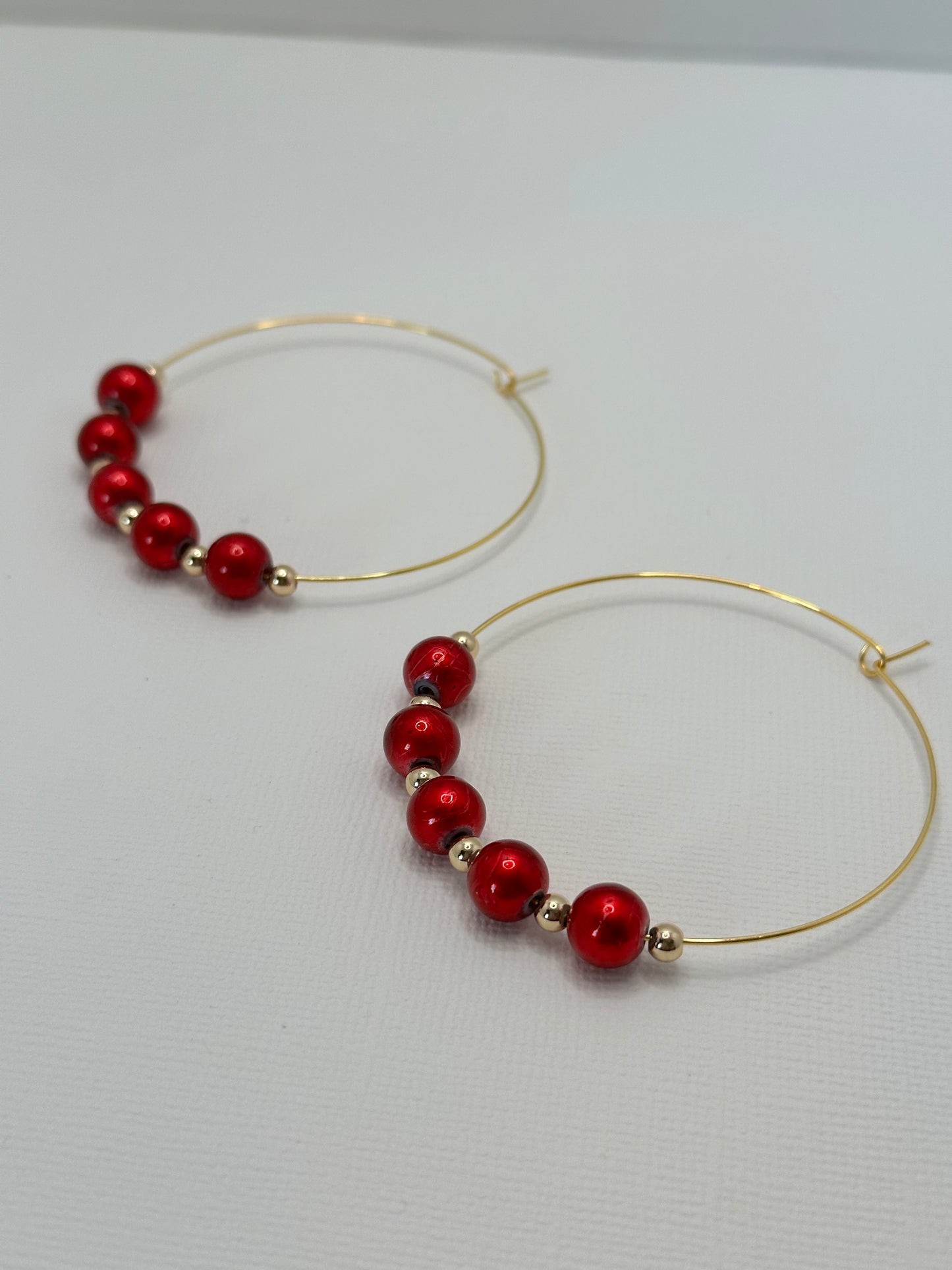Red and Gold Large Hoop Earrings