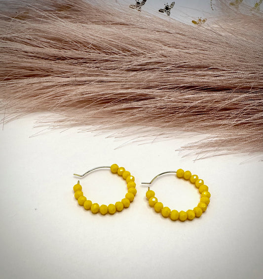 Small yellow and Gold Hoop Earrings