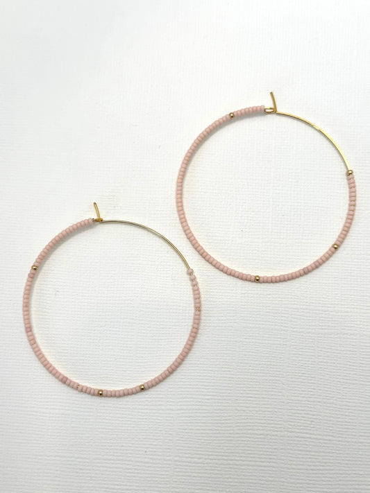 Pale Pink and Gold  Hoop Earrings
