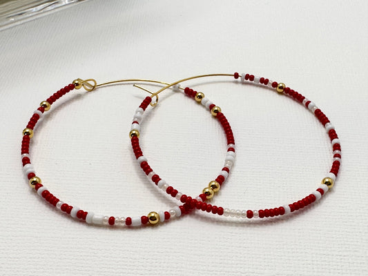 Red and Gold large hoops