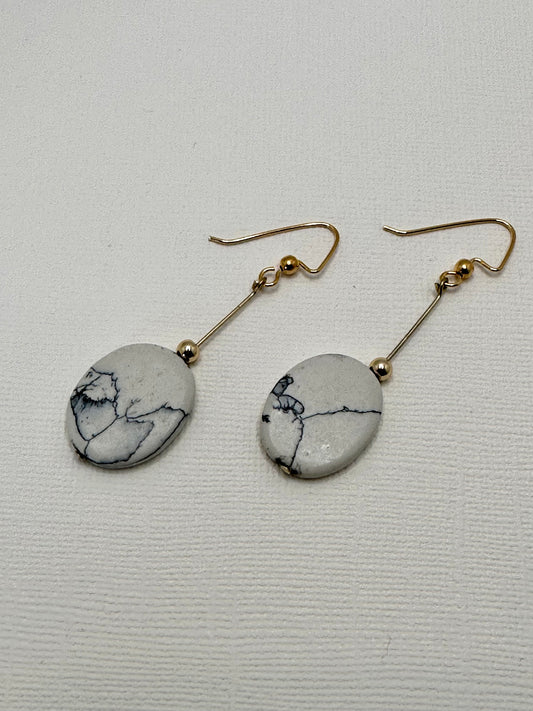 Gold and Grey dangle Earrings