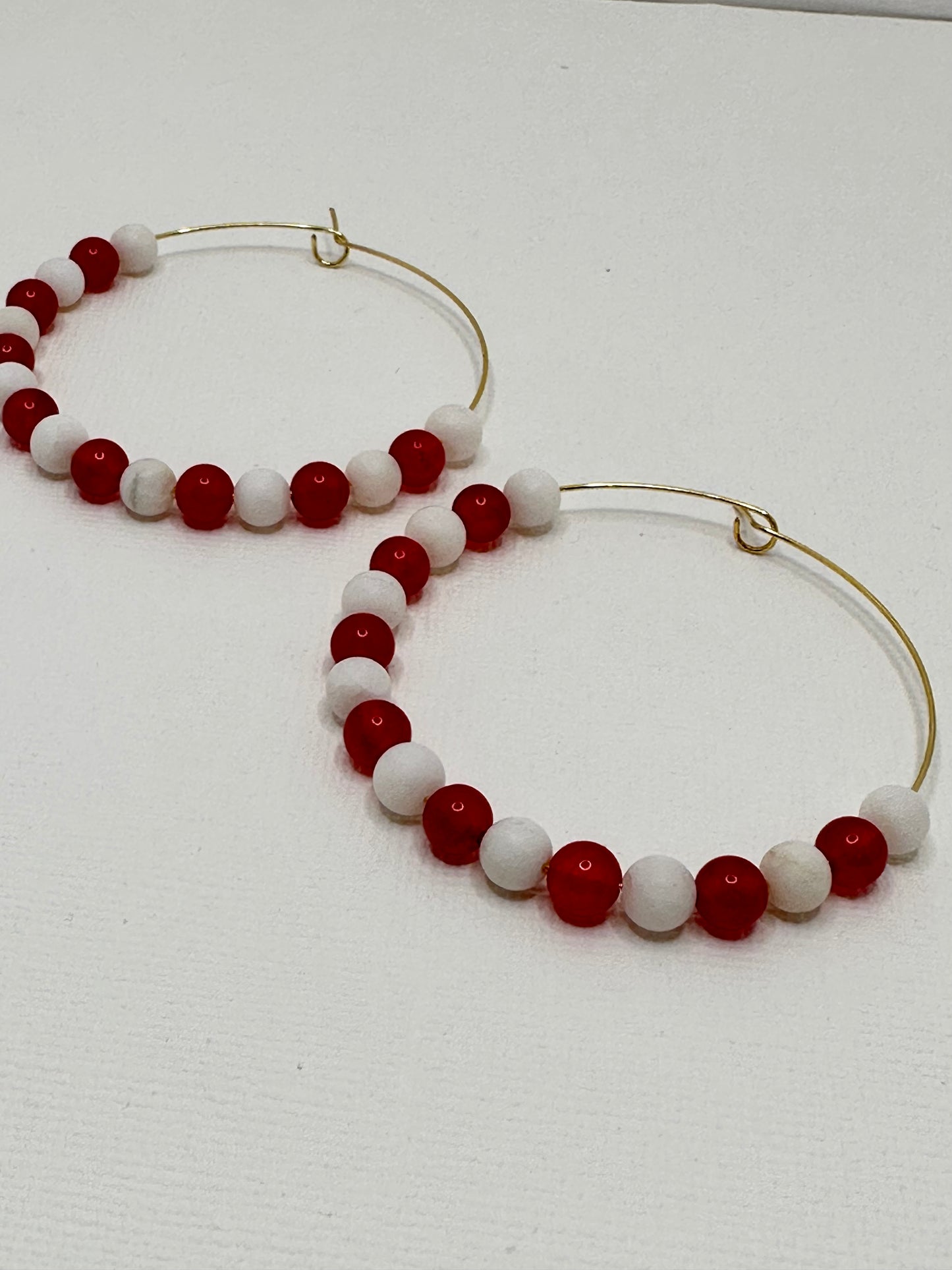 Red and White Large Hoops