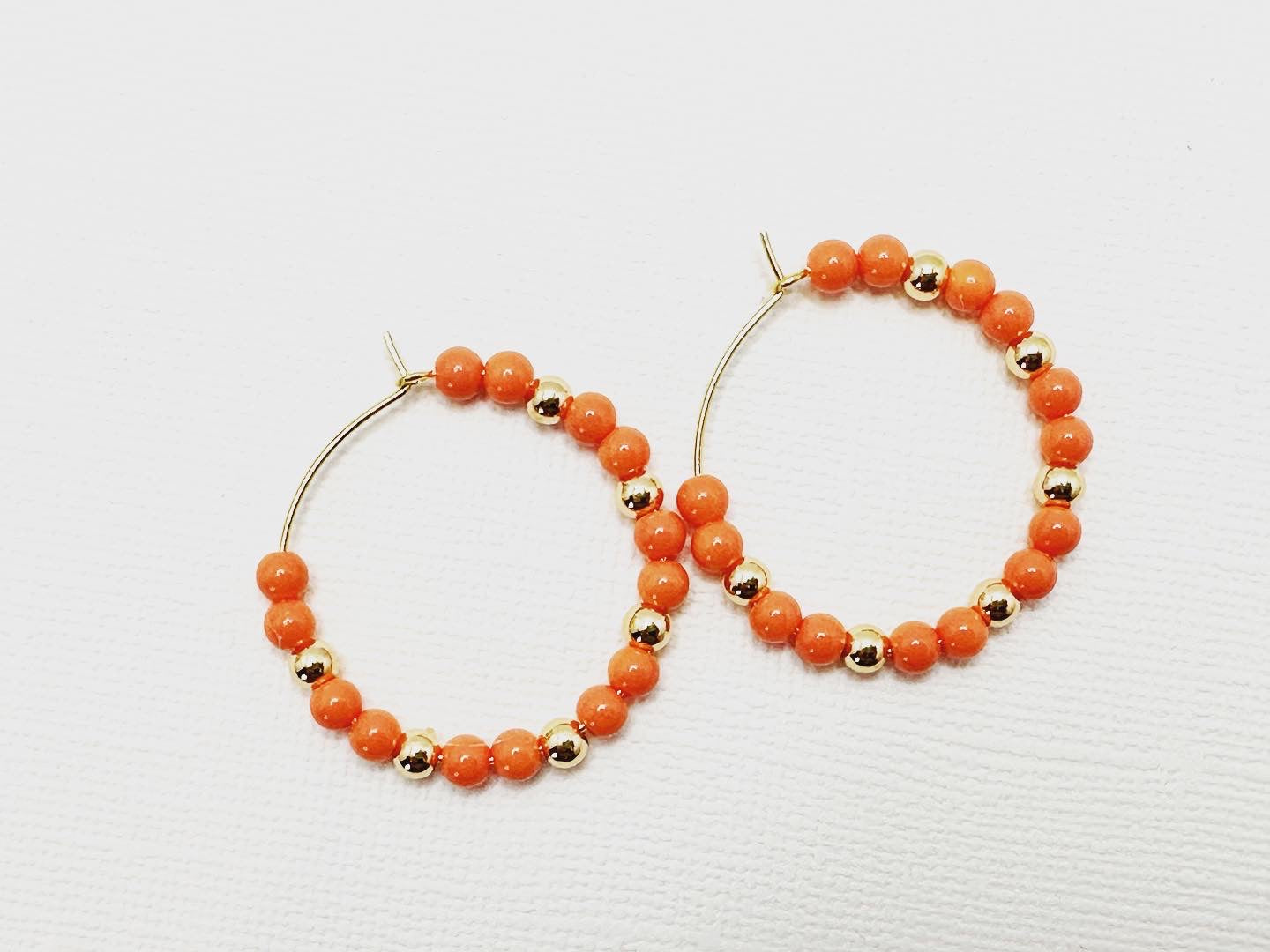 Small Orange and Gold Hoop Earrings
