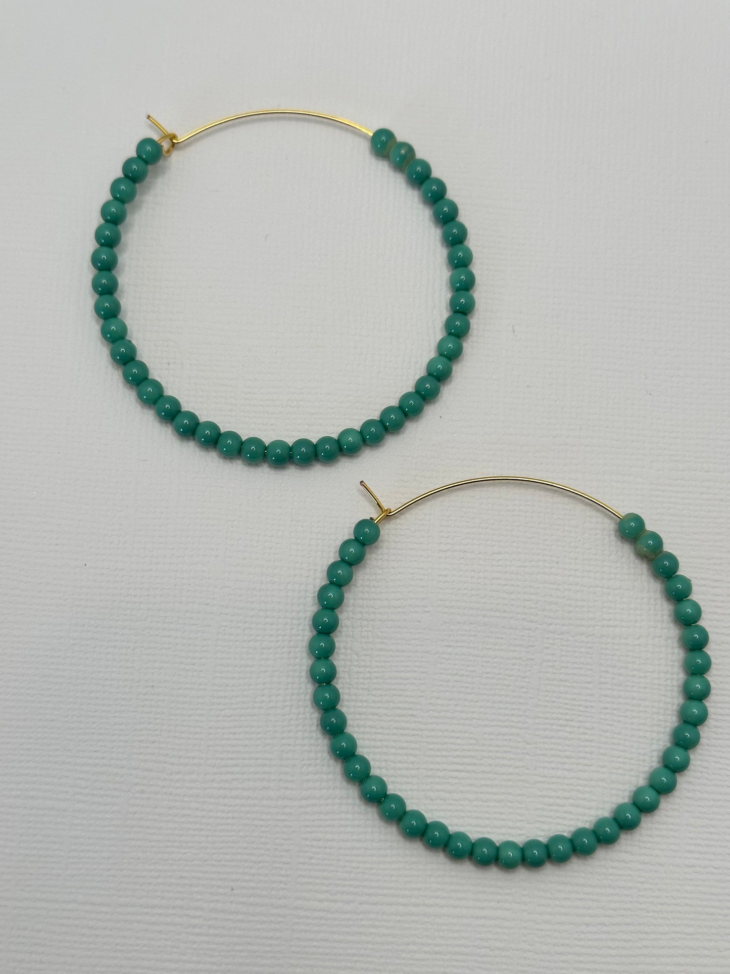 Green and Gold Large Hoop Earrings
