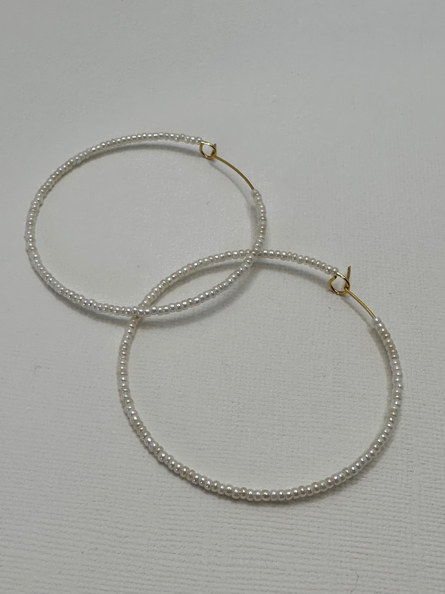 Ivory and Gold Large Hoop Earrings