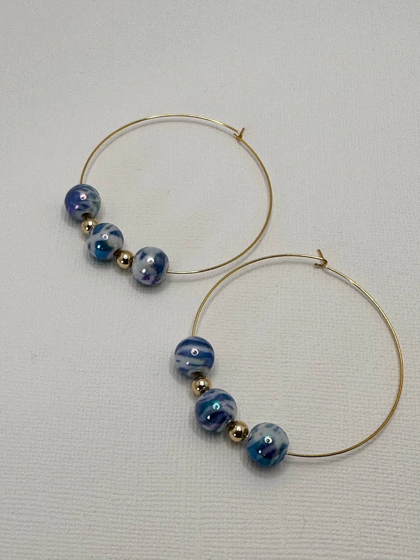 Blue and Gold  Hoop Earrings